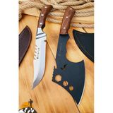 Outdoor Balta Kamp Piknik Bıçağı Ceviz Ağaç Sap Kılıflı ( Outlz-02)