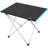 Outdoor Katlanabilir Alüminyum Kamp ve Piknik Masası, 56x41x45 cm, 1370 gr, 18 kg Taşıma Kapasitesi, Omuz Askılı Çanta ile (Siyah-Mavi)