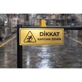 Outdoor One Dikkat Kaygan Zemin Gold Metal Uyarı Levhası 5X20 cm – Iş Yeri & Apartman