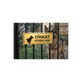 Outdoor One Dikkat Köpek Var Gold Metal Kapı Levhası 7X20 cm – Bahçe & Villa Girişi