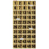 Outdoor One Kapı, Masa, Dolap Numarası Metal 1-50 Arası Sıralı 5x5 cm Arkası Yapışkanlı Gold Renk 004