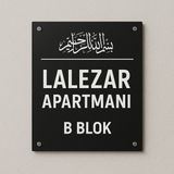 Outdoor One Kişiye Özel Besmele Kapı İsimliği | Yazılı Pleksi Apartman & Site Tabelası 30*40cm