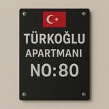 Outdoor One Kişiye Özel Türk Bayrağı Kapı İsimliği | Yazılı Pleksi Apartman & Site Tabelası 20x30cm