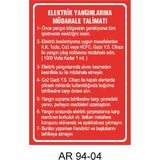 Outdoor One Talimatlar Uyarı Levhaları Elektrik Yangınlarına Müdahale Talimatı Iş Güvenliği Uyarı Levhası 3 1 Adet Pvc 21 x 29CM