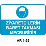 Outdoor One Ziyaretçilerin Baret Takması Mecburidir Iş Güvenliği Uyarı Levhası 1 Adet Pvc 21 x 29CM