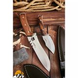 Outdoor Piknik Bıçak Set Kamp Bıçağı Çakısı Mutfak Bıçağı Kılıflı El Yapımı ( Ceviz Ağacı Sap)