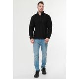 Outdoor Siyah Balıkçıyaka Polar Sweatshirt Yarım Fermuar Siyah-L