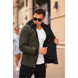 Outdoor Su,soğuk,rüzgar Geçirmez Içi Kürklü Elyaf Dolgulu Softshell Erkek Dağcı,kampcı,kayakcı Montu - Haki - 2XL