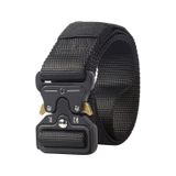 Outdoor Taktik Kemer - Metal Toka - Siyah - 120cm Altın