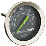 Outdoorchef 400 °C'ye kadar mangal termometresi, klasik kapak termometresi, ekstra büyük kadranlı