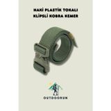 Outdoorun Haki Plastik Tokalı Klipsli Kobra Kemer