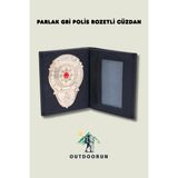 Outdoorun Parlak Gri Polis Rozetli Cüzdan - Siyah