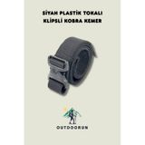 Outdoorun Siyah Plastik Tokalı Klipsli Kobra Kemer Siyah
