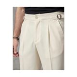 OUTFİT MAN Baggy Kendinden Kemerli Kumaş Pantolon Krem