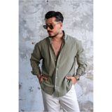 OUTFİT MAN Keten Düğmeli Oversize Gömlek Mint