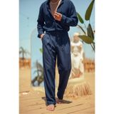OUTFİT MAN STRAIGHT Bel Kemerli Klasik Pantolon Lacivert