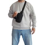 Outlet Çarşım Erkek Çapraz Omuz Çantası 2 Bölmeli Siyah Göğüs Basic Düz Bodybag Günlük Çanta