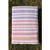 Outlet%100 Pamuk Çizgili 150x150 Plaj Havlusu PEMBE