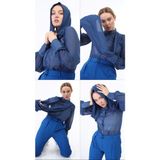 Ouz Fashion Kadın Şal Detay Hakim Yaka Şifon Gömlek - Saks Mavi - 40