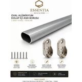 Oval 115Cm Alüminyum Dolap Içi Elbise Askı Borusu Ve Aparatları
