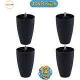 Oval 4 Adet 12 Cm (Siyah) Mobilya Dolap Kanepe Koltuk Baza Ünite Yükseltici Destek Ayağı Ayakları