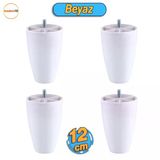 Oval 4 Adet Ayak 12 Cm Mobilya Yükseltici Sehpa Kanepe Tv Ünitesi Koltuk Ayağı Baza Ayakları Beyaz
