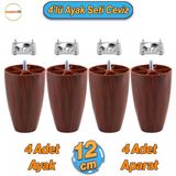 Oval 4 Adet Plastik Ayak 12 Cm Ceviz Mobilya Sehpa Kanepe Koltuk Ayağı Baza Ayakları Aparat Dahil