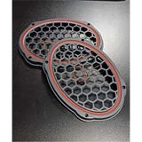 Oval 6x9 Hoparlör Kapağı Plastik Neon Kırmızı Işıklı Vidalı 2 Adet Siyah
