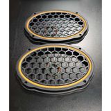 Oval 6x9 Hoparlör Kapağı Plastik Neon Turuncu Işıklı Vidalı 2 Adet Siyah