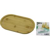 Oval Ahşap Bambu Servis Sunum Tepsi - Tahtası Mini Tepsi 25 x 14 x 1.4cm (4741)