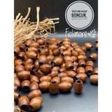 Oval Ahşap Renkli Boncuk 16X12 mm (50 Gram 64 Adet) Delik Çapı 5 mm Badem Tahta Boncuk - Kahverengi