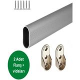 Oval Alüminyum 120 cm Dolap Içi Askı Borusu 2 Adet Flanş Vidaları - Dolap Içi Düzenleyiciler Mobilya