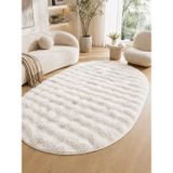 OVAL Bubble Ultra Soft Puffy Kaymaz Taban Peluş Tavşan Tüyü Halı Beyaz BEYAZ