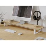 OVAL Doğal Ahşap Monitör Yükseltici Monitor Altlığı Monitör Monitör Standı Sehpası Monitör Standı - Bej - Beyaz Ayak