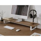 OVAL Doğal Ahşap Monitör Yükseltici Monitor Altlığı Monitör Sehpası Monitör Standı - Kahverengi - Beyaz Ayak