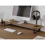 OVAL Doğal Ahşap Monitör Yükseltici Monitor Altlığı Monitör Sehpası Monitör Standı - Kahverengi - Siyah Ayak