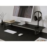 OVAL Doğal Ahşap Monitör Yükseltici Monitor Altlığı Monitör Sehpası Monitör Standı - Siyah - Siyah Ayak