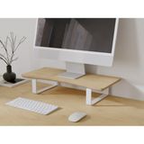 OVAL Doğal Ahşap Monitör Yükseltici Monitor Altlığı Monitör Sehpası Monitör Standı Tek Monitör - Bej - Beyaz Ayak