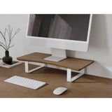 OVAL Doğal Ahşap Monitör Yükseltici Monitor Altlığı Monitör Sehpası Monitör Standı Tek Monitör - Kahverengi - Beyaz Ayak