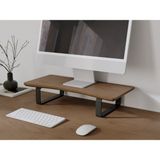 OVAL Doğal Ahşap Monitör Yükseltici Monitor Altlığı Monitör Sehpası Monitör Standı Tek Monitör - Kahverengi - Siyah Ayak