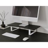 OVAL Doğal Ahşap Monitör Yükseltici Monitor Altlığı Monitör Sehpası Monitör Standı Tek Monitör - Siyah - Beyaz Ayak