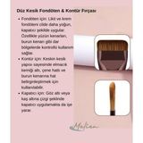 Oval Fondöten, Eğimli Kontür ve Düz Kesik Uçlu Allık Bb cc Krem Likit 1 Adet Makyaj Fırçası Hediye - Düz Makyaj Fırçası