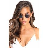 Oval Güneş Gözlüğü Sarı Çerçeve Siyah Cam Unisex Gümüş-Tek Ebat