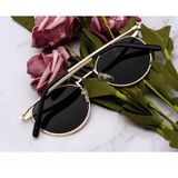 Oval Güneş Gözlüğü Sarı Çerçeve Siyah Cam Unisex