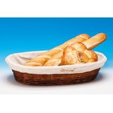 Oval Hasır Ekmek Sepeti, Kahverengi, Kumaş Astarlı, Masa Servisi için 55x40x11 cm