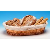 Oval Hasır Ekmek Sepeti, Keten Astarlı, Kahverengi, Rustik Stil, Masa Servisi için 55x40x11 cm