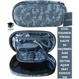 Oval Kalemlik Üstten Açılır Kaliteli Su Geçirmez Kumaş 5X10X23 cm Kalem Çantası Kalem Kutusu - Haki