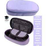 Oval Kalemlik Üstten Açılır Kaliteli Su Geçirmez Kumaş 5X10X23 cm Kalem Çantası Kalem Kutusu Mor Tek Ebat Oval Tekstil