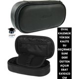 Oval Kalemlik Üstten Açılır Kaliteli Su Geçirmez Kumaş 5X10X23 cm Kalem Çantası Kalem Kutusu Siyah Tek Ebat Oval Tekstil
