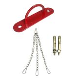 Oval Kesim 2 Dübel Boks Kum Torbası Tavana Asma Aparatı + 3 Kollu Zincir Takımı (Kırmızı)